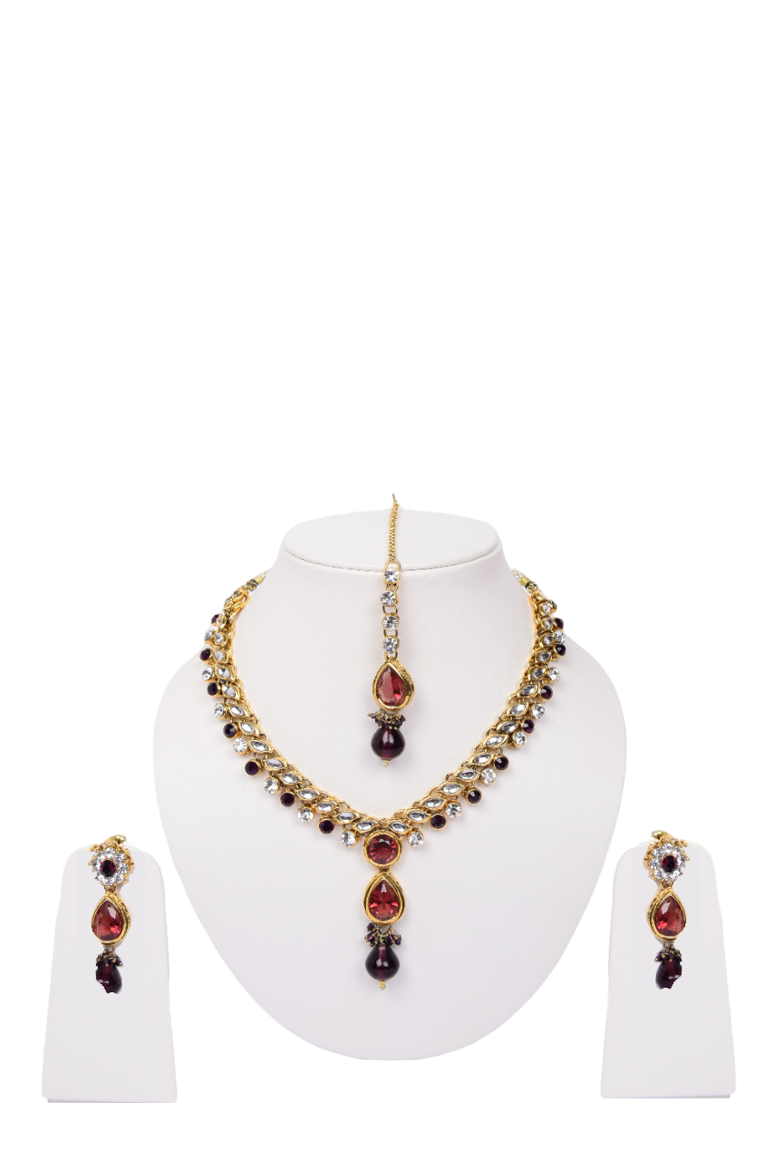 Namokriti Stunning Teardrop Stone Necklace Set – Traditional Indian Bridal Jewelry